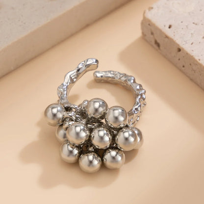 Bague ajustable à sphères dorée