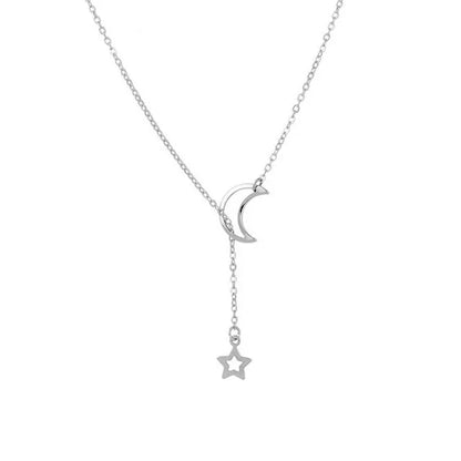 Collier lune et étoile céleste doré