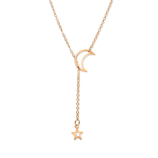 Collier lune et étoile céleste doré