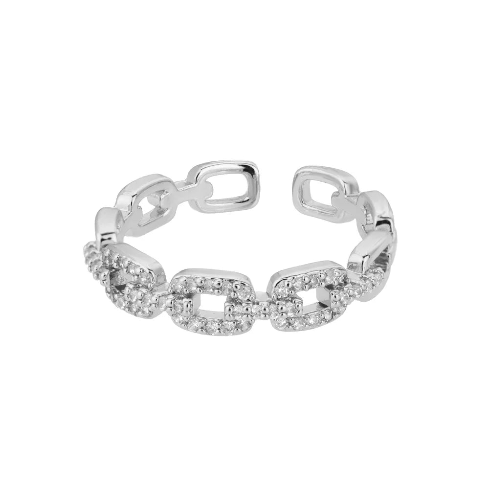 Bague tresse zircon ajustable