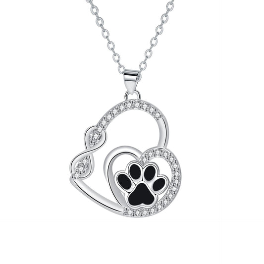 Collier Pendentif Empreinte Patte Double Amour Infini