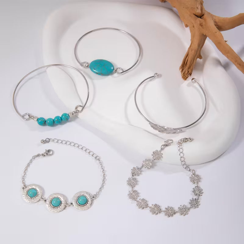 Ensemble de 5 bracelets bohèmes vintage