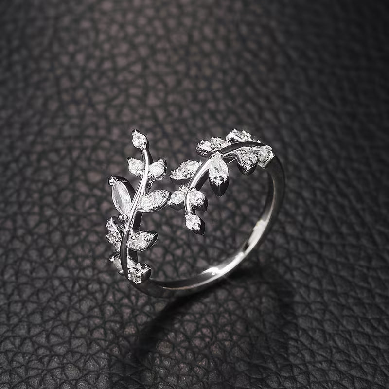 Bague ajustable vintage en forme de vigne