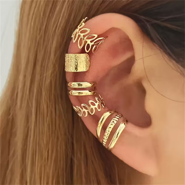 Ensemble de 5 boucles d'oreilles vintage dorées