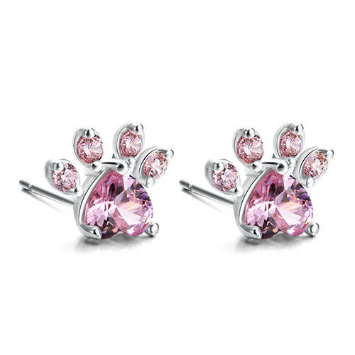 Coffret Bijou Or Rose Patte – 4 Pièces avec Cœur Zircone (Bague, Collier, Boucles d'oreilles, Bracelet)