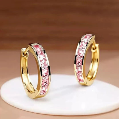 Boucles d'oreilles princesse avec zircons carrés