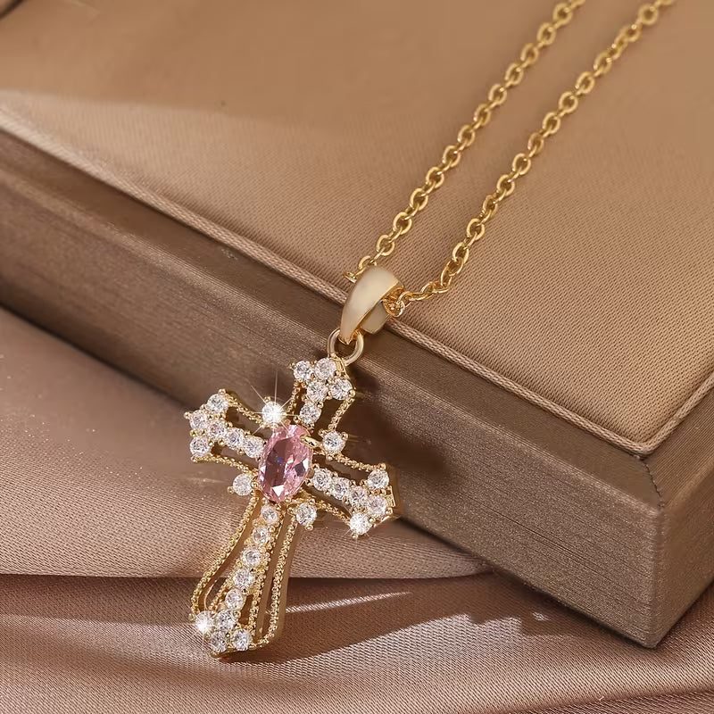Collier Croix zirconium en cuivre