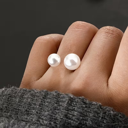 Bague ajustable élégante à double perle