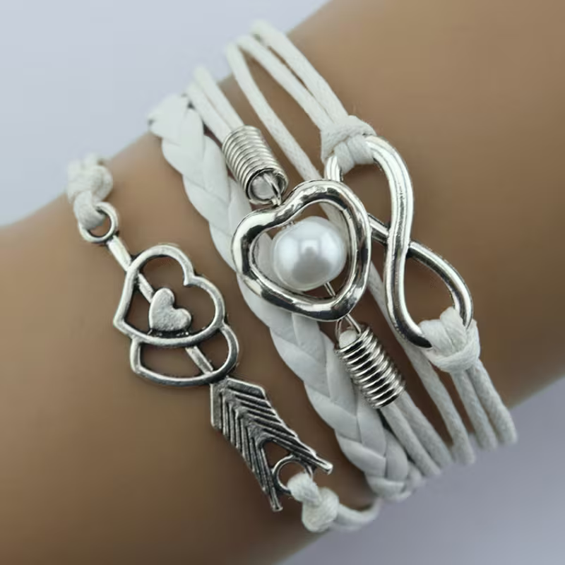 Bracelet arc de Cupidon avec cœur multicolore
