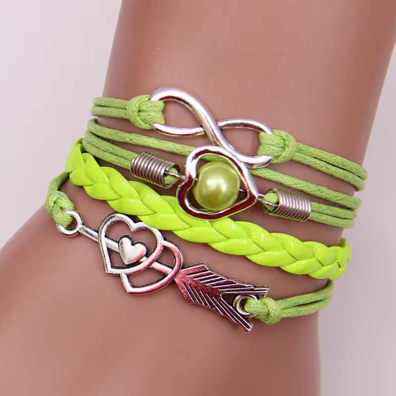 Bracelet arc de Cupidon avec cœur multicolore