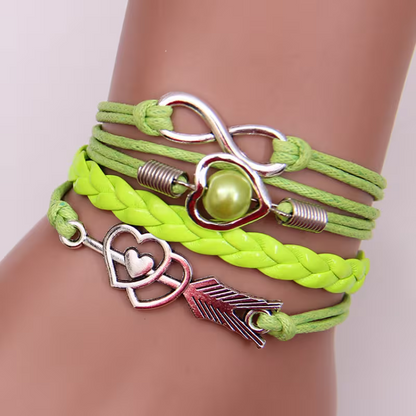 Bracelet arc de Cupidon avec cœur multicolore