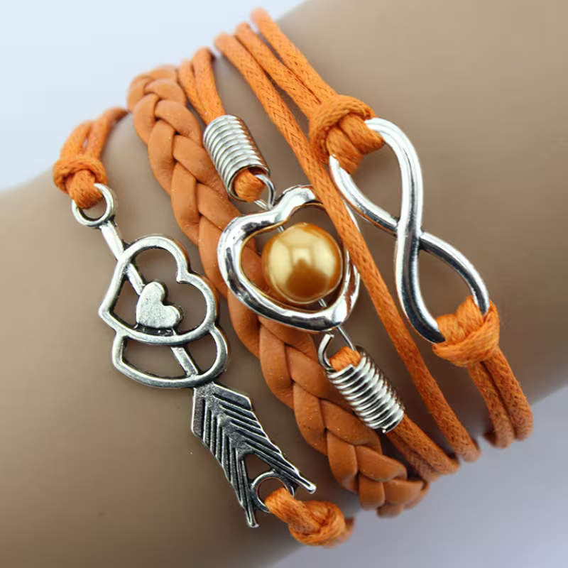 Bracelet arc de Cupidon avec cœur multicolore