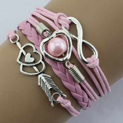 Bracelet arc de Cupidon avec cœur multicolore