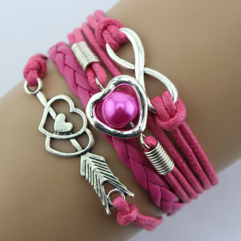 Bracelet arc de Cupidon avec cœur multicolore