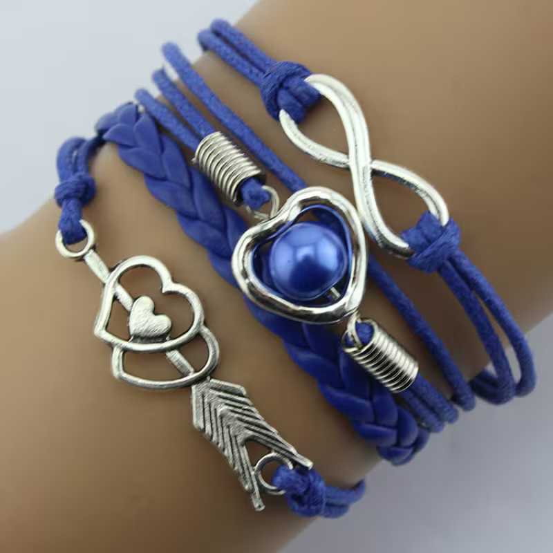 Bracelet arc de Cupidon avec cœur multicolore