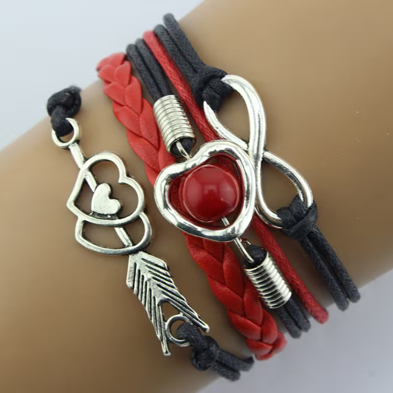 Bracelet arc de Cupidon avec cœur multicolore