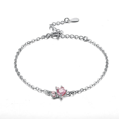 Coffret Bijou Or Rose Patte – 4 Pièces avec Cœur Zircone (Bague, Collier, Boucles d'oreilles, Bracelet)