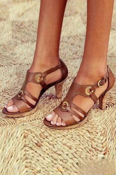 Mariana – Sandales à talon creux et multiples lanières pour femme