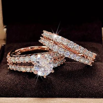 Ensemble de 2 bagues de mariage en zirconite