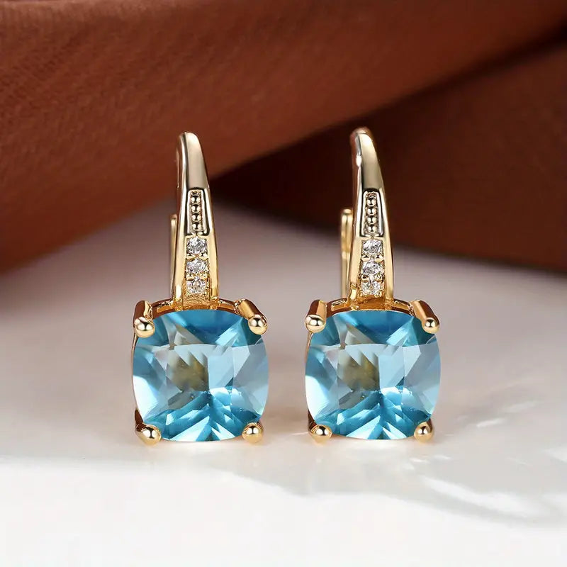 Boucles d'oreilles cercles en pierre de saphir mystique | Or