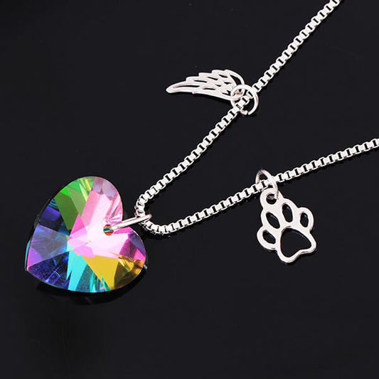 Collier Commémoratif Arc-en-Ciel avec Pendentif Cœur