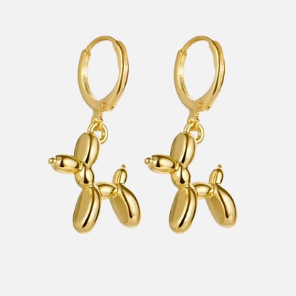 Boucles d'oreilles Huggie Or avec Mini Charme Chien Ballon