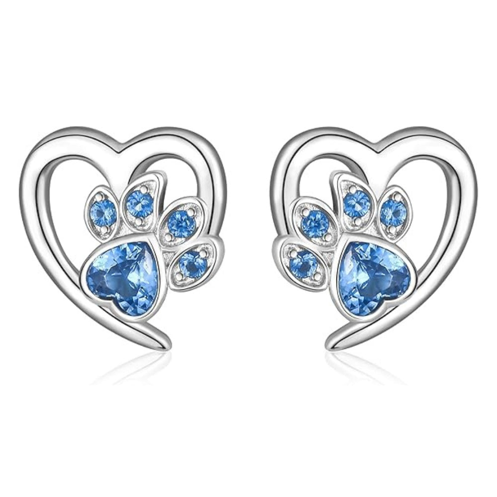 Boucles d'oreilles Patte et Cœur avec Zircone