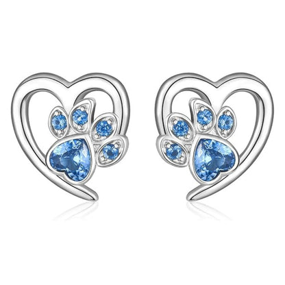 Boucles d'oreilles Patte et Cœur avec Zircone