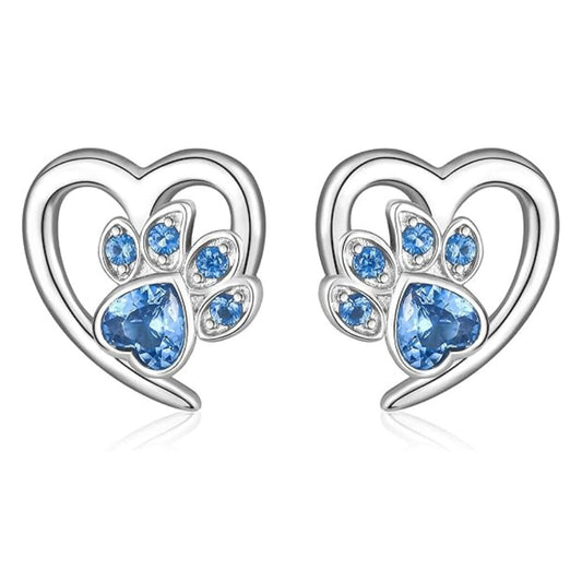 Boucles d'oreilles Patte et Cœur avec Zircone
