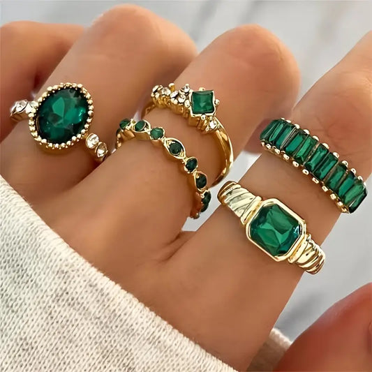 Ensemble de Bague Émeraude Exquise Zarina | Or