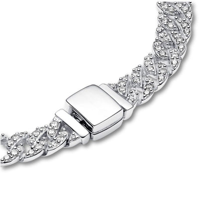 Bracelet Cubain Pave | Or Blanc
