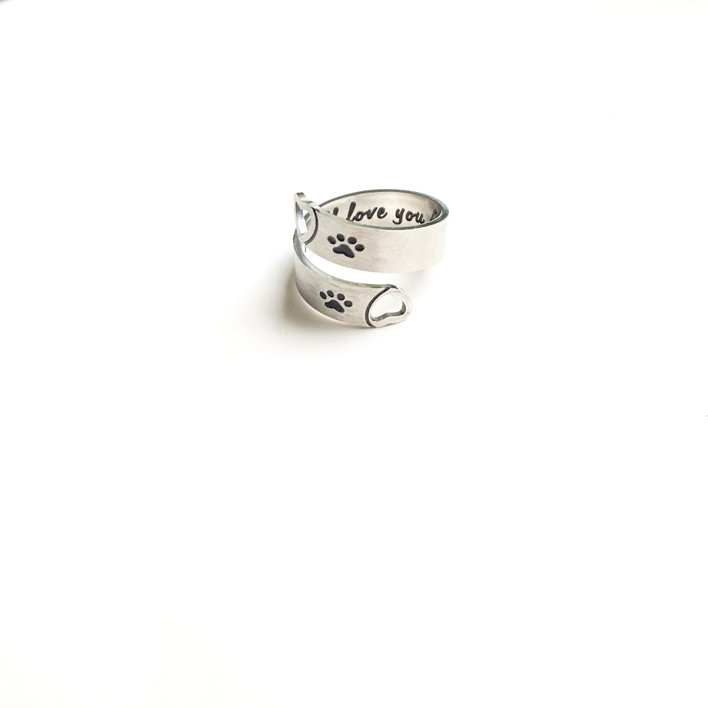 Bague Torsadée Patte et Cœur Réglable – Acier Inoxydable