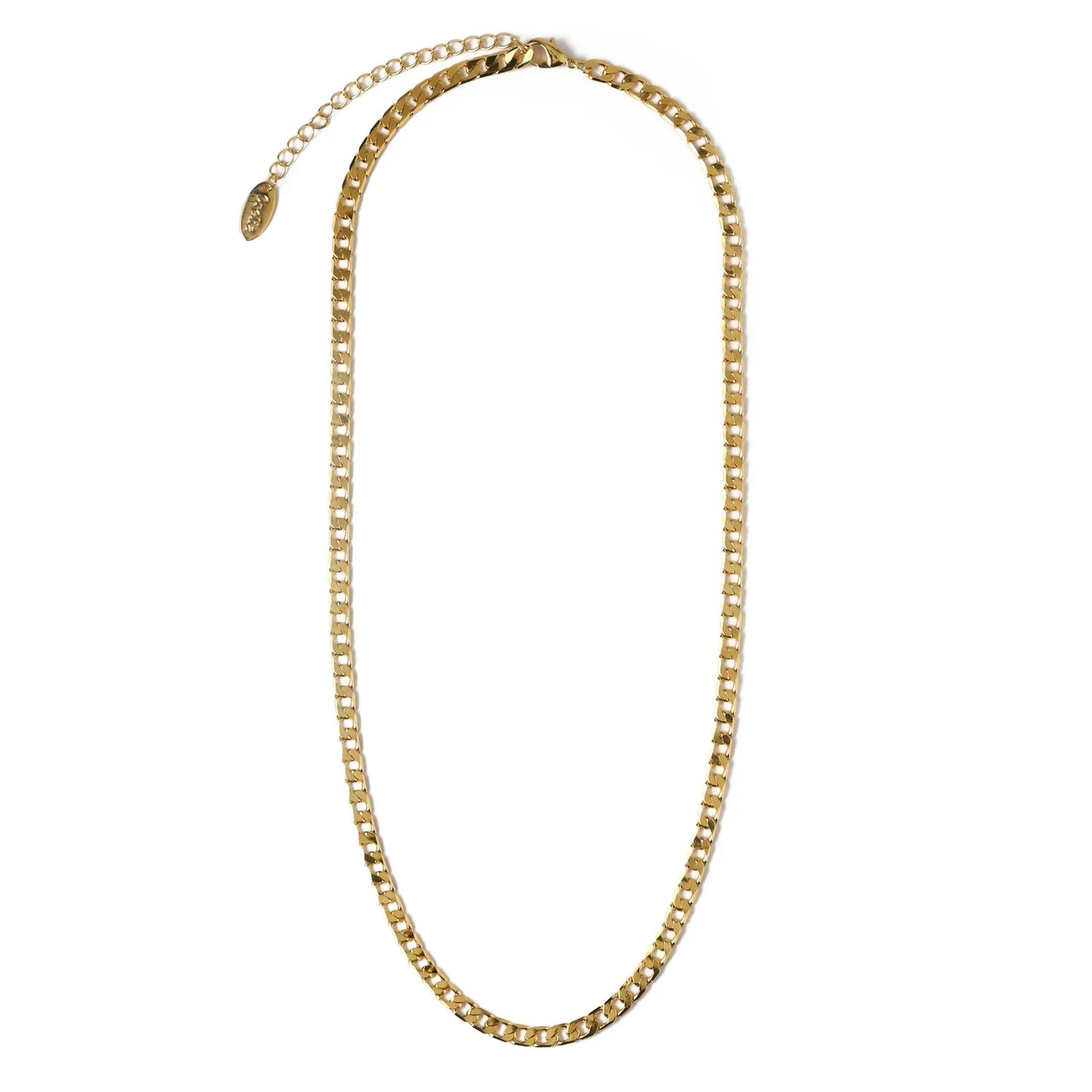 Collier Flat Link Curb Chain | Or Blanc