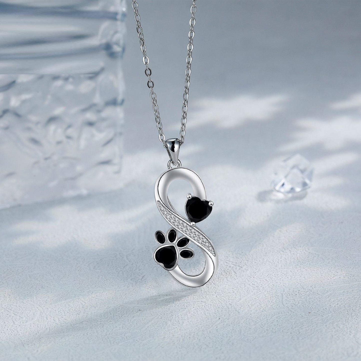Collier Symbole Infini Cœurs Empreinte Patte