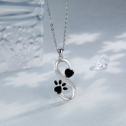 Collier Symbole Infini Cœurs Empreinte Patte
