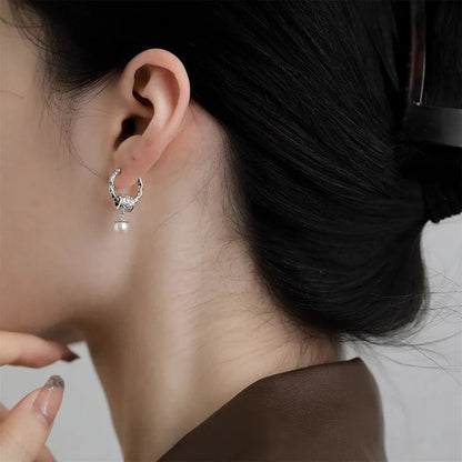 Boucles d'oreilles pendantes avec perles et filigrane plaquées en argent 925