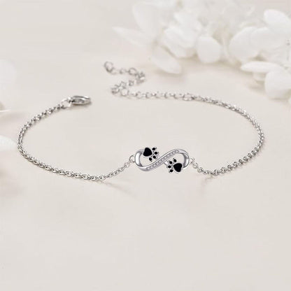 Bracelet Pendentif Symbole Infini Patte d'Animal avec Zircone