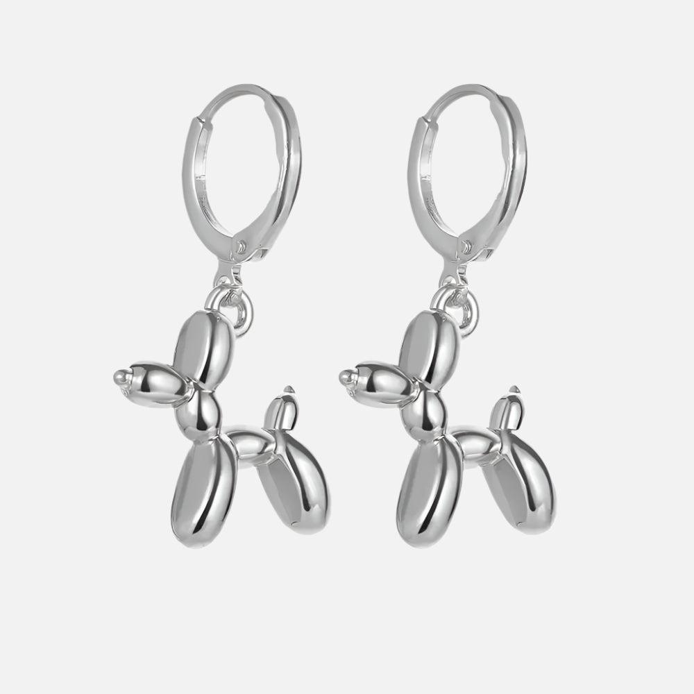 Boucles d'oreilles Huggie Or avec Mini Charme Chien Ballon