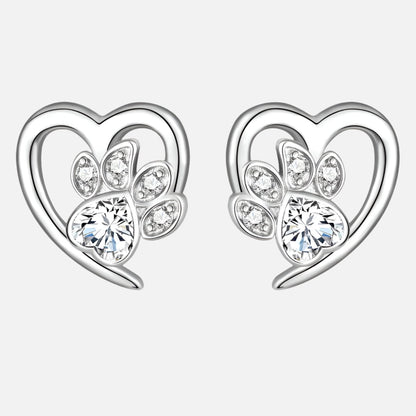 Boucles d'oreilles Patte et Cœur avec Zircone