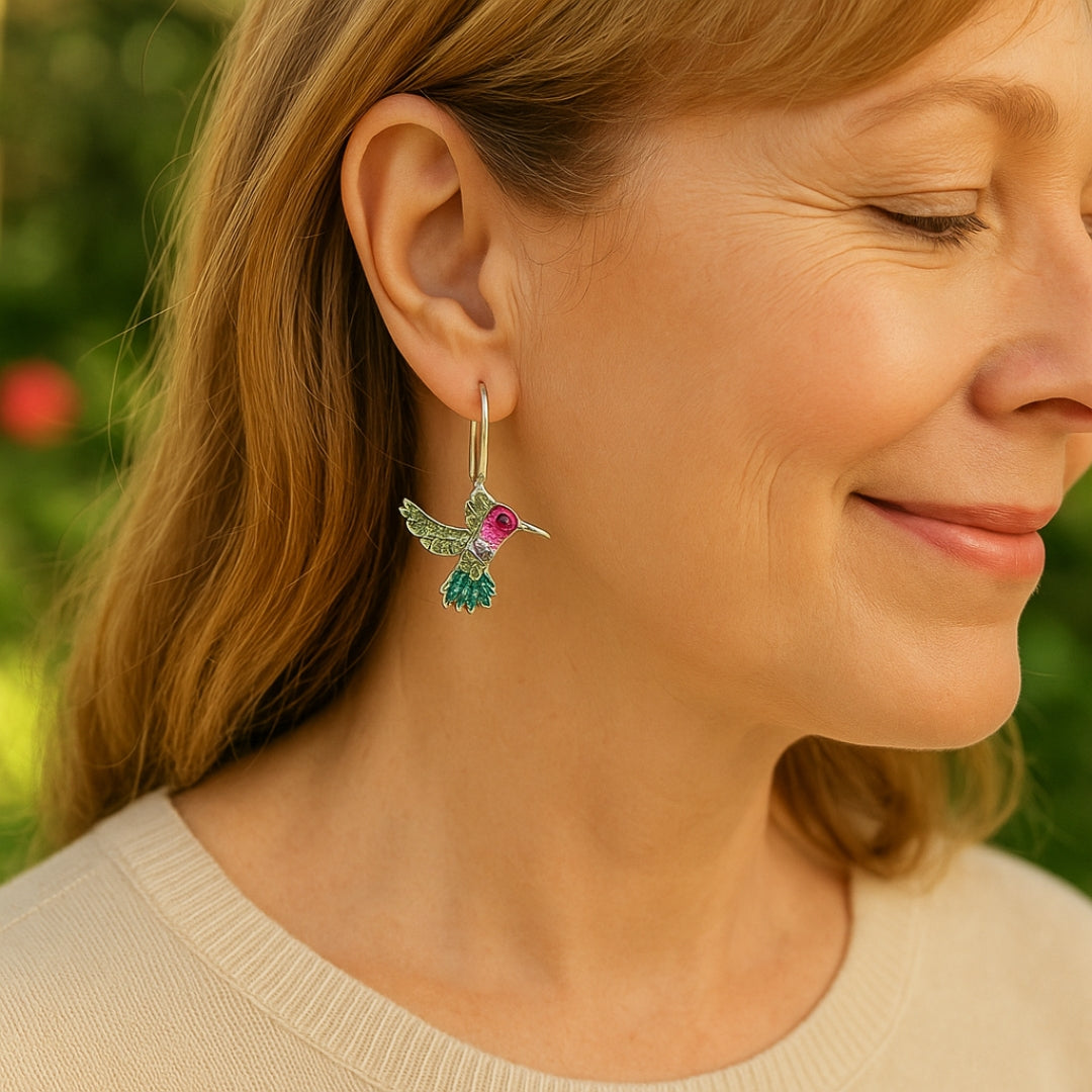 Boucles d'oreilles Colibri Coloré Étincelantes