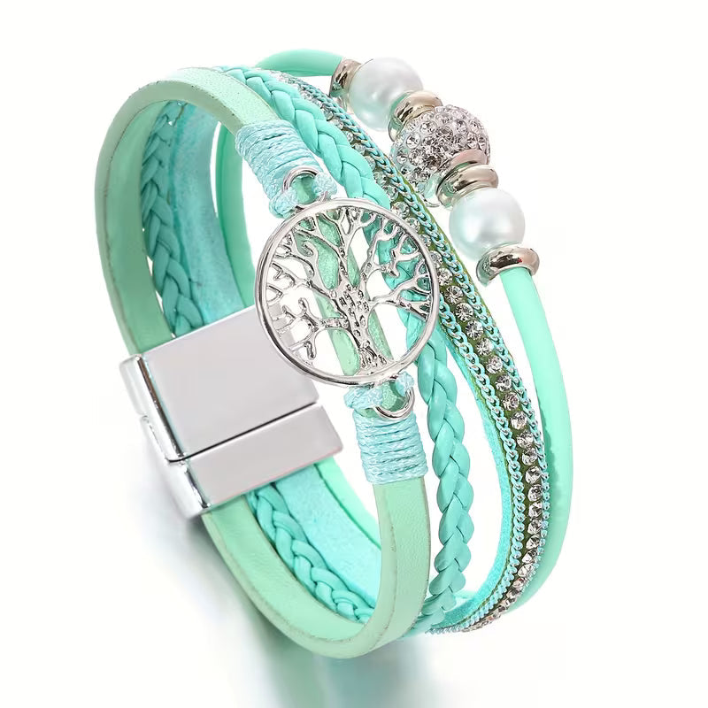 Bracelet élégant multicouche arbre de vie