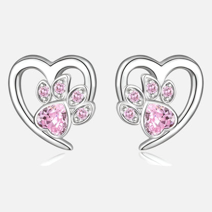 Boucles d'oreilles Patte et Cœur avec Zircone