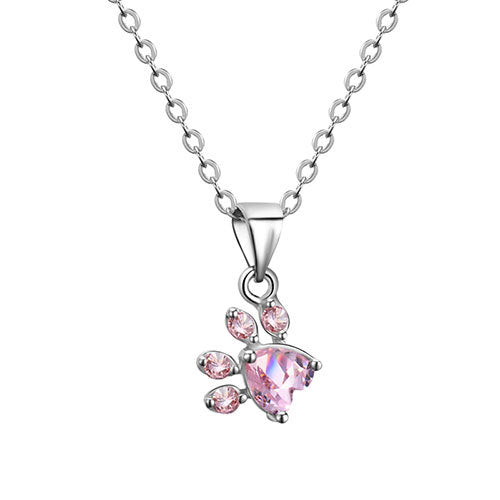 Coffret Bijou Or Rose Patte – 4 Pièces avec Cœur Zircone (Bague, Collier, Boucles d'oreilles, Bracelet)
