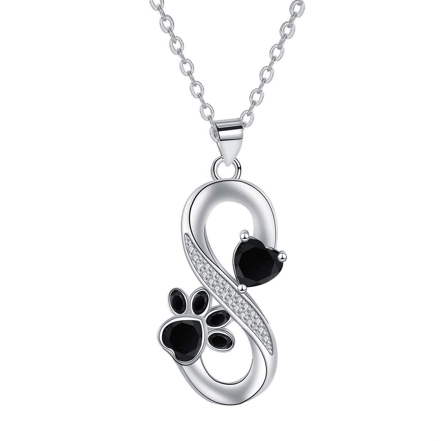 Collier Symbole Infini Cœurs Empreinte Patte