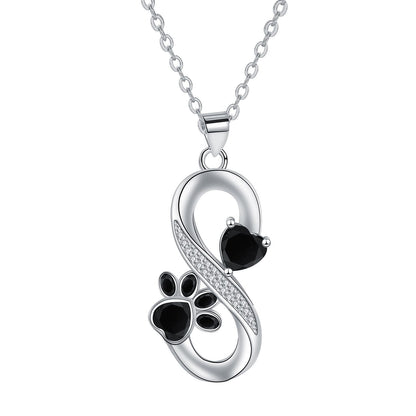 Collier Symbole Infini Cœurs Empreinte Patte