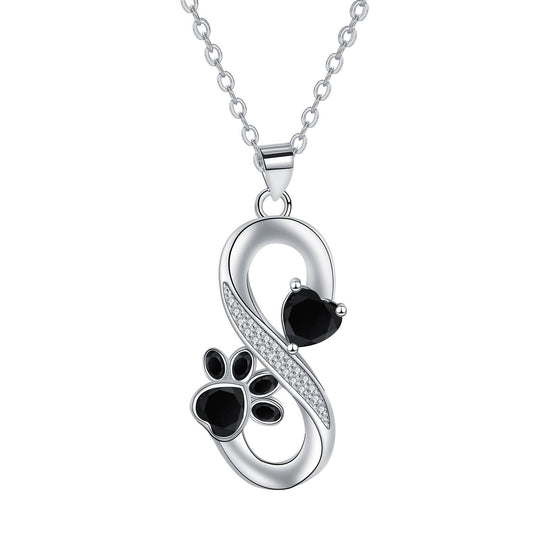 Collier Symbole Infini Cœurs Empreinte Patte