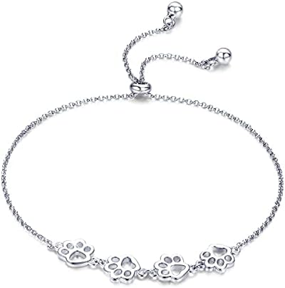 Bracelet Empreinte Patte en Argent Sterling – Taille Réglable