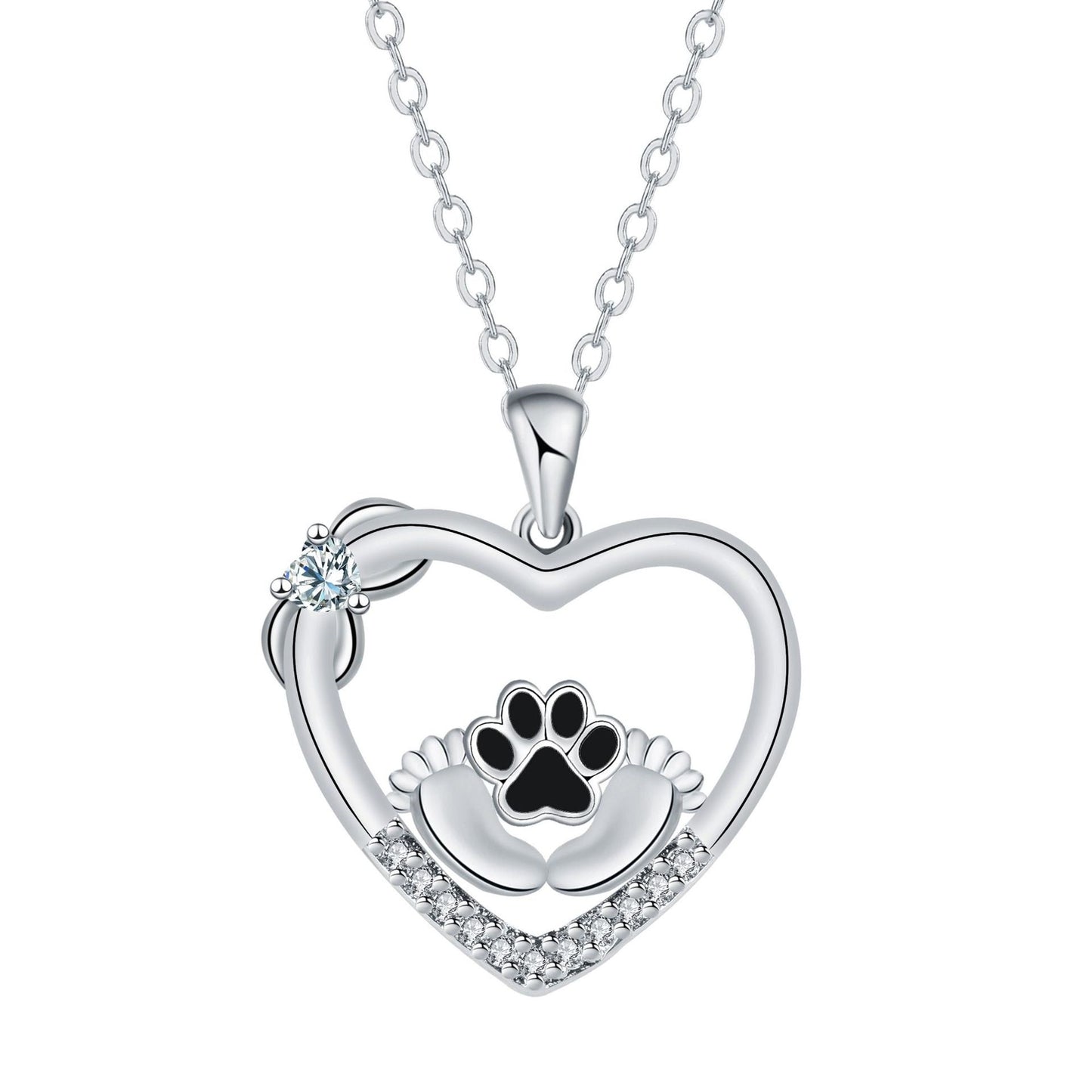Collier Petites Pattes Empreinte Chien et Zircone