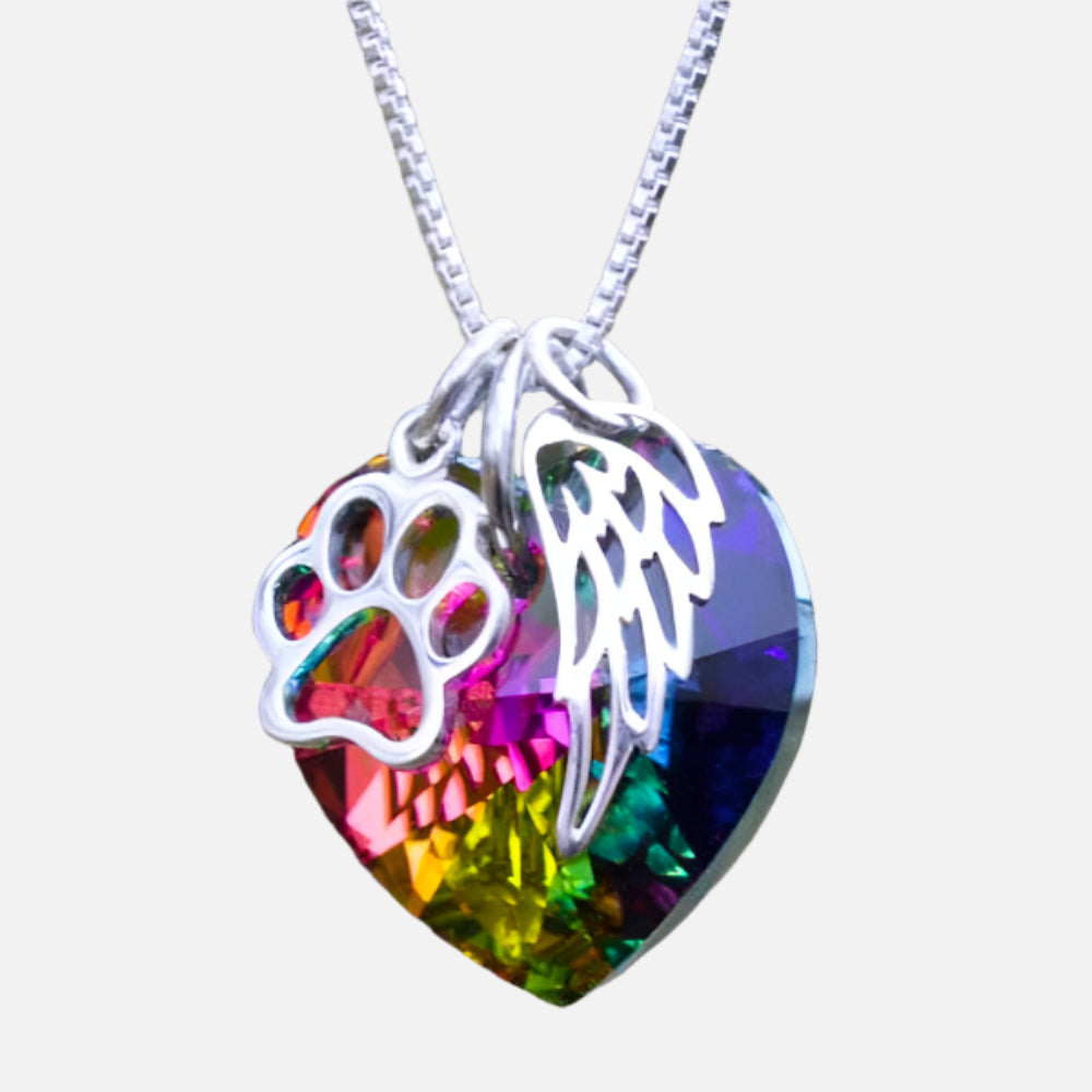 Collier Commémoratif Arc-en-Ciel avec Pendentif Cœur