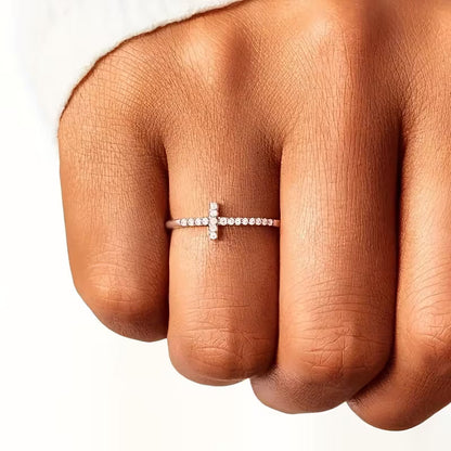 Bague Croix zirconium minimaliste